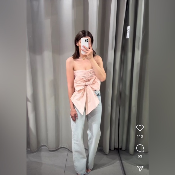 NWT ZARA STRAPLESS TAFFETA BOW TOP - Picture 3 of 6